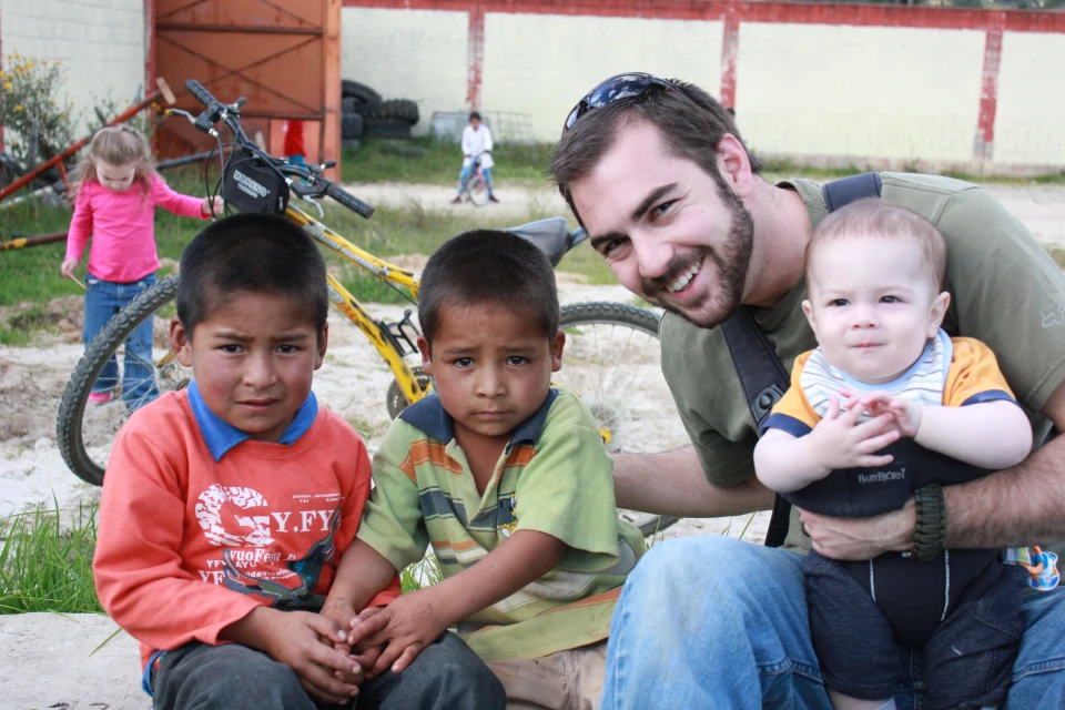 Sitting with boys from a small mountain community in Peru